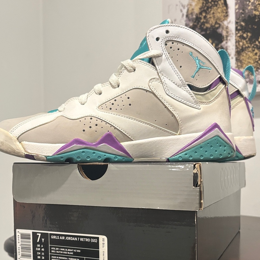 Jordan Kids Sneakers in White, Teal, and Purple